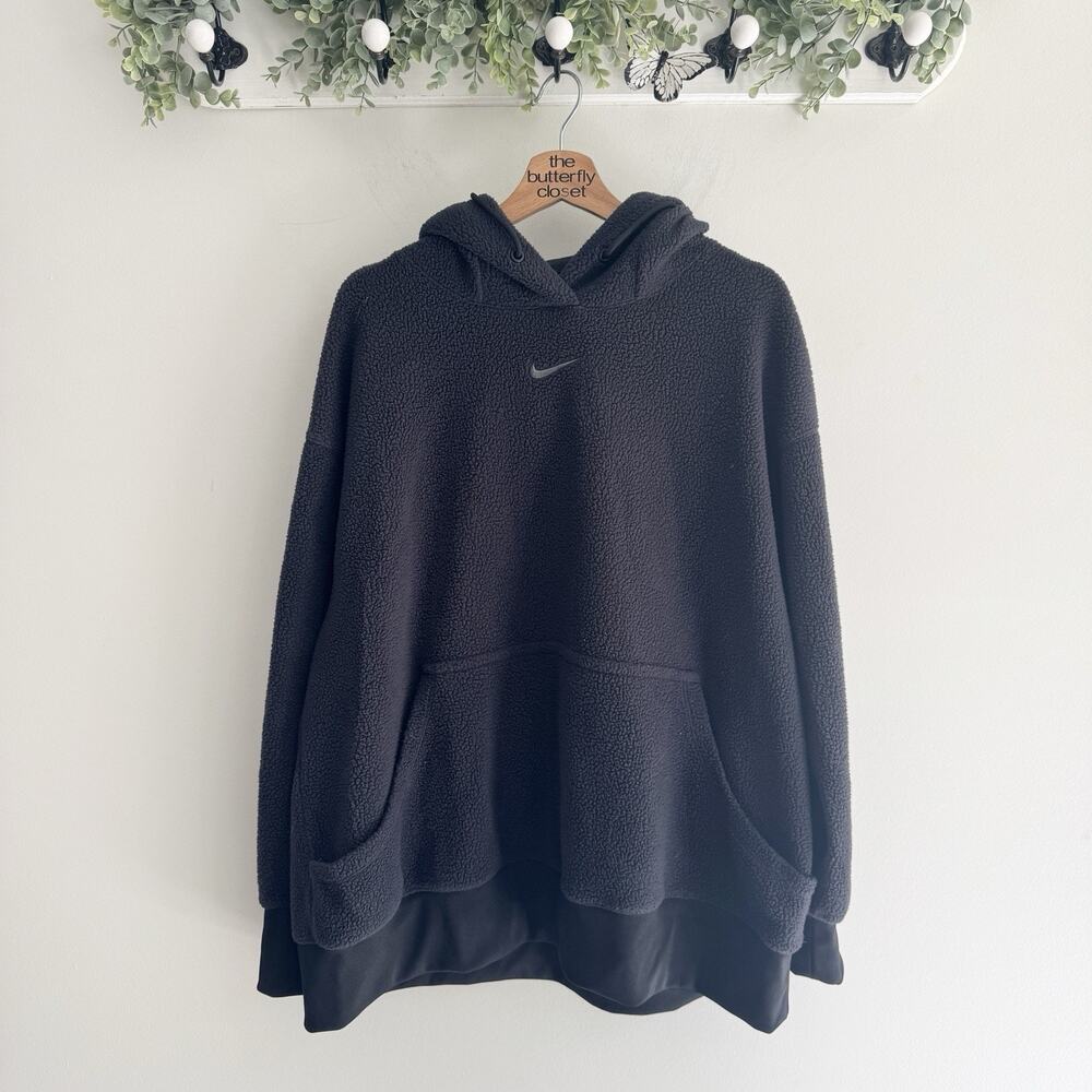 Womens Nike Black Sherpa Fleece Hoodie 1X SH